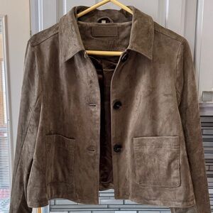 Elegant Tan Suede Utility Jacket